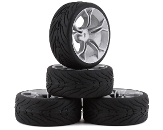 Picture of Yeah Racing Spec T Pre-Mounted On-Road Touring Tires w/MS Wheels (Silver) (4)