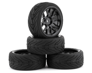 Picture of Yeah Racing Spec T Pre-Mounted On-Road Touring Tires w/CS Wheels (Black) (4)