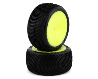 Picture of JConcepts Fuzz Bite LP 2.2" Mounted Rear Buggy Carpet Tires (Yellow) (2) (Pink)