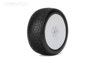Image de JetKO Tires Block In 1/8 Buggy Tires Mounted on White Dish Rims, Ultra Soft (2)