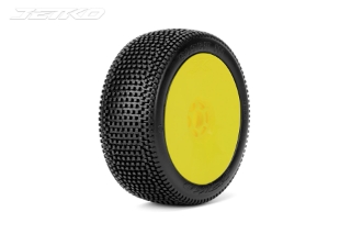Picture of JetKO Tires Block In 1/8 Buggy Tires Mounted on Yellow Dish Rims, Ultra Soft (2)