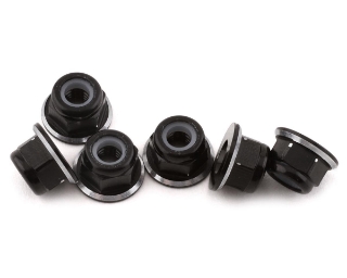 Picture of 1UP Racing 4mm Aluminum Flanged Locknuts (Black/Silver) (6)