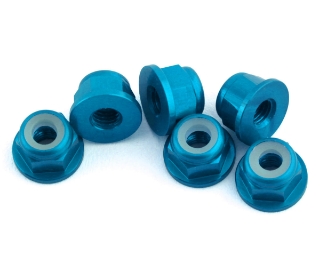 Picture of 1UP Racing 3mm Aluminum Flanged Locknuts (Bright Blue) (6)